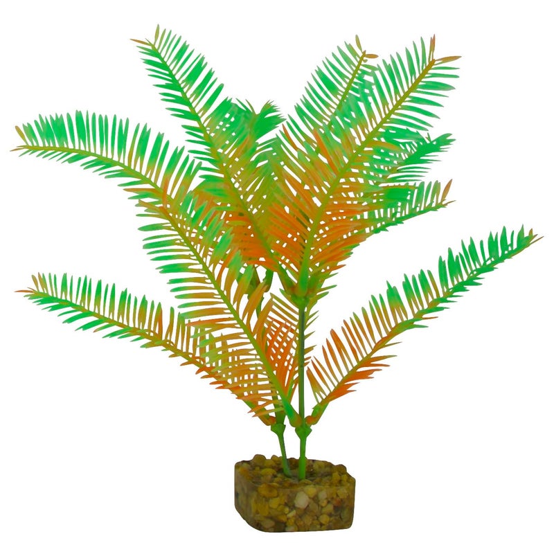 GloFish Plant Aquarium DÃ©cor, Green and Orange Medium, Fluorescent Under Blue LED Light - Image 1